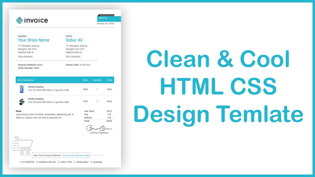 Detail Html Css Invoice Template Free Nomer 14