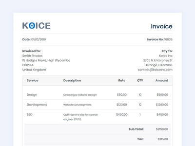 Detail Html Css Invoice Template Free Nomer 28