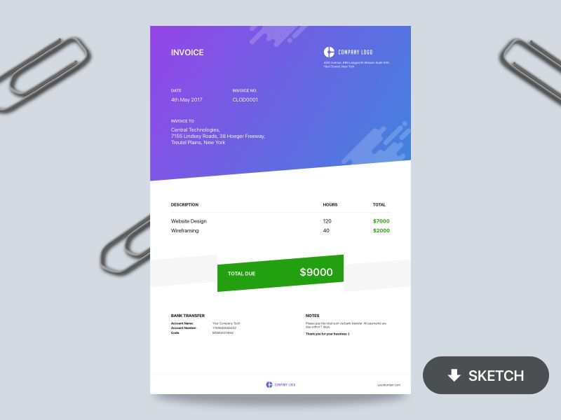 Detail Html Css Invoice Template Free Nomer 40