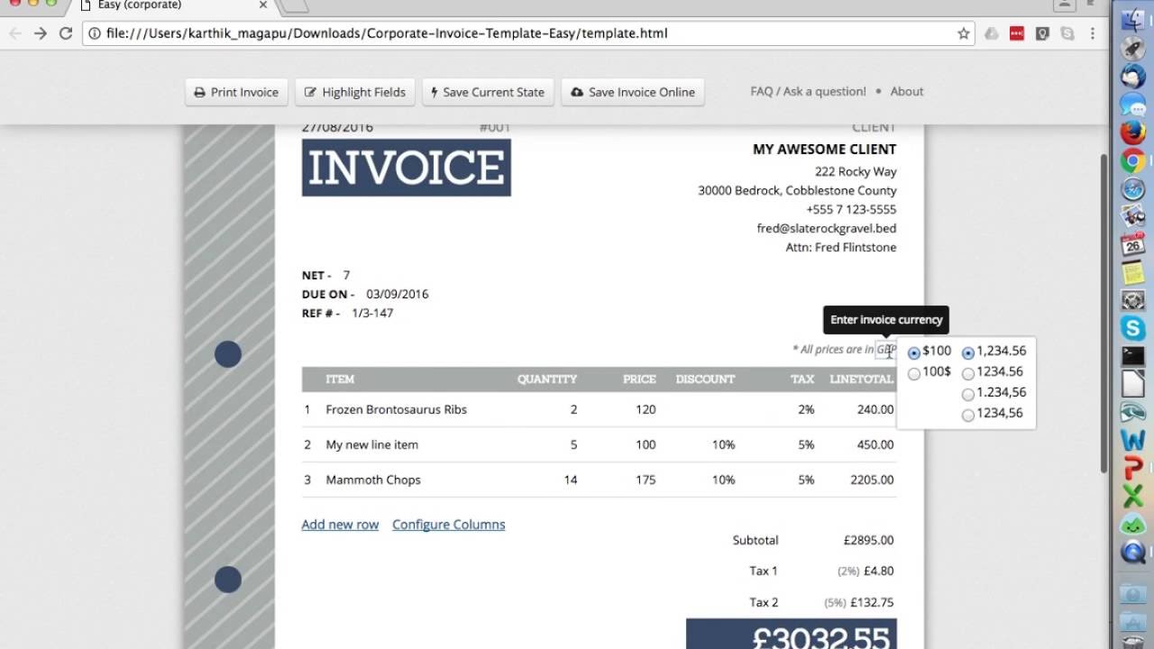 Detail Html Css Invoice Template Free Nomer 9