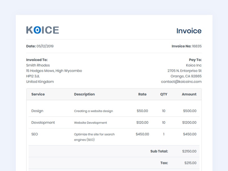 Detail Html Invoice Template Nomer 11