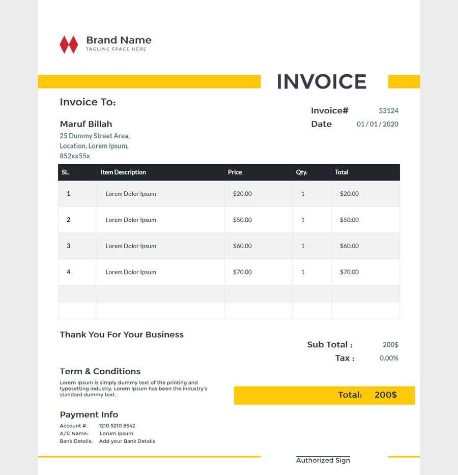Detail Html Invoice Template Nomer 13