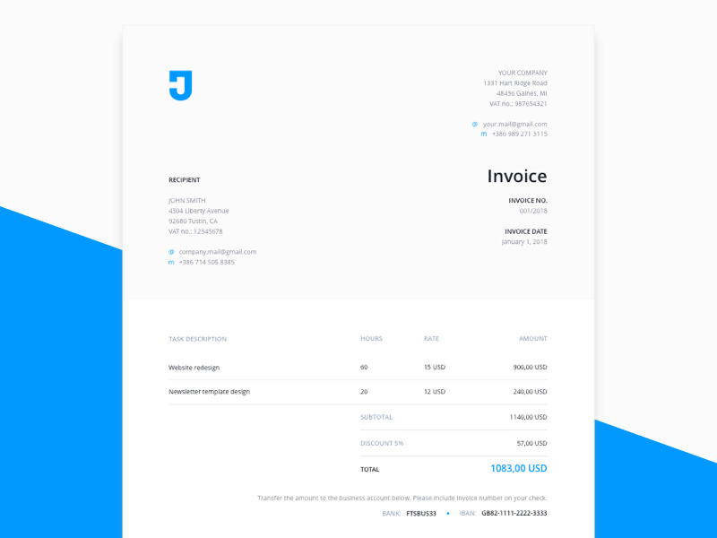 Detail Html Invoice Template Nomer 14