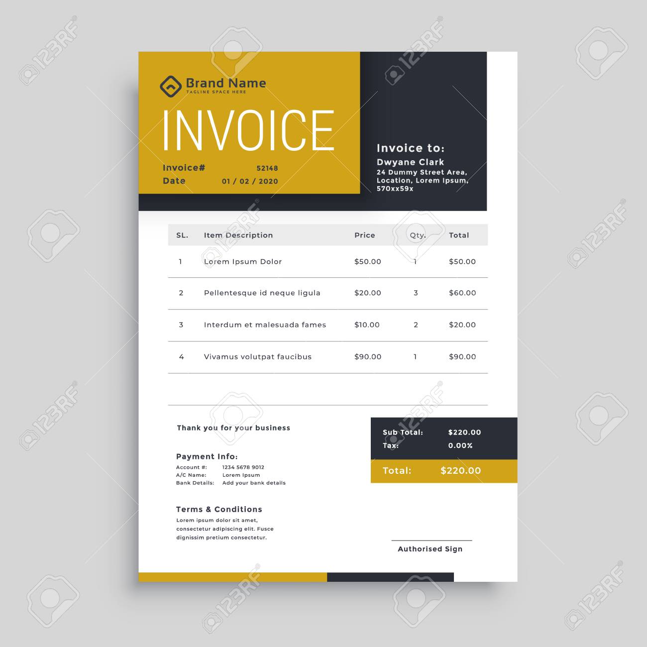Detail Html Invoice Template Nomer 24