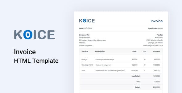 Detail Html Invoice Template Nomer 38