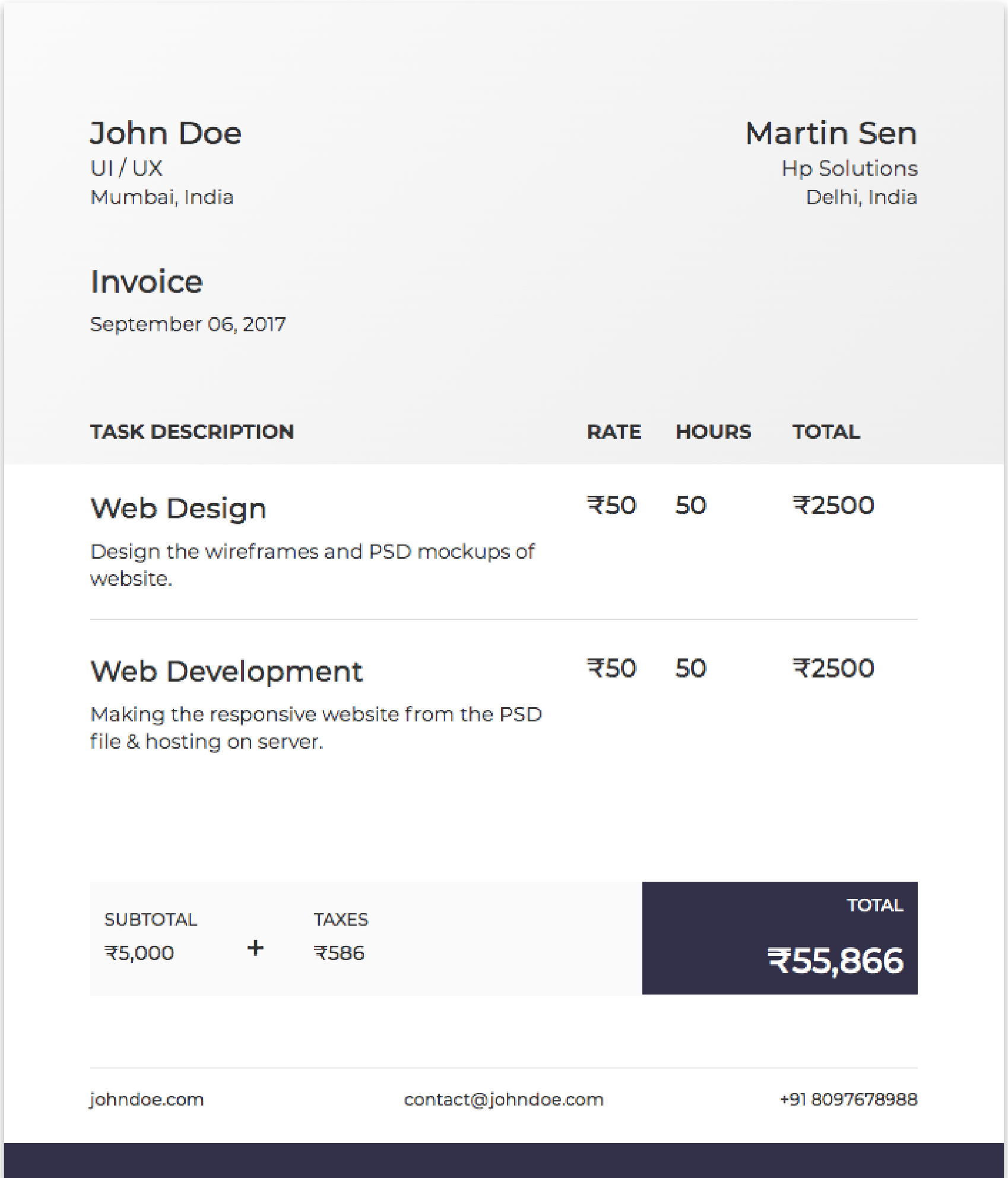 Detail Html Invoice Template Nomer 5