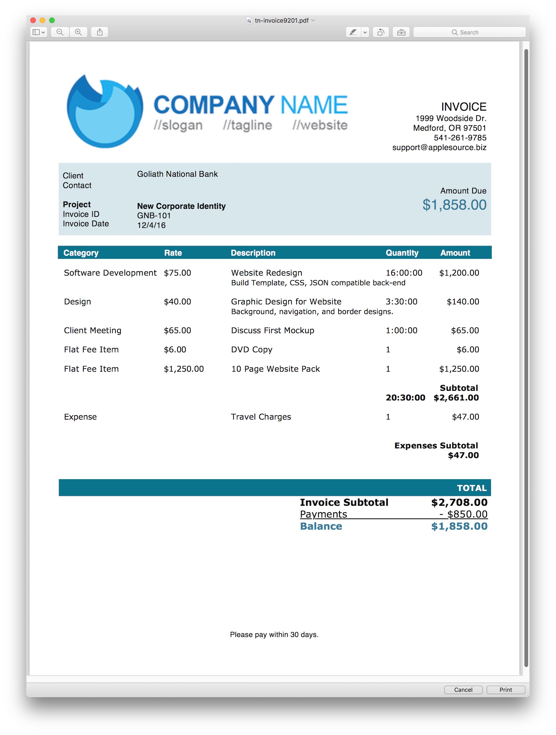Detail Html Invoice Template Nomer 41