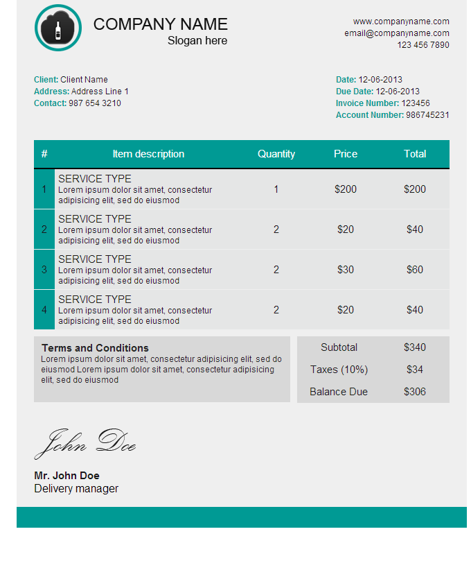 Detail Html Invoice Template Nomer 52