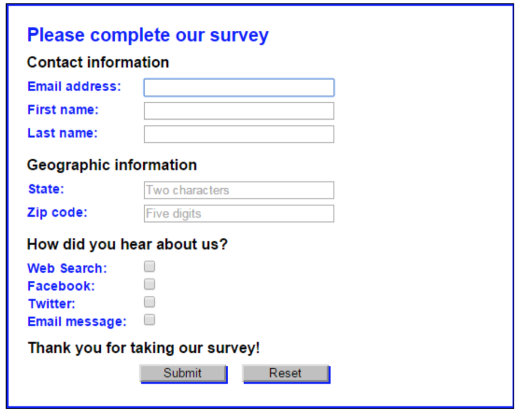 Detail Html Survey Template Nomer 35