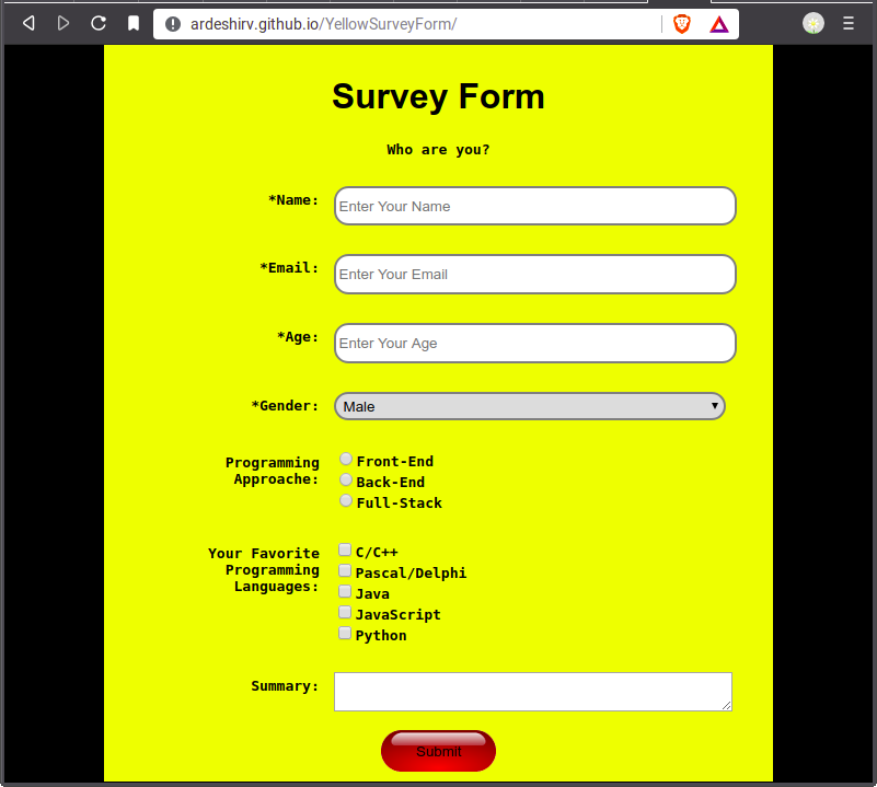 Detail Html Survey Template Nomer 4