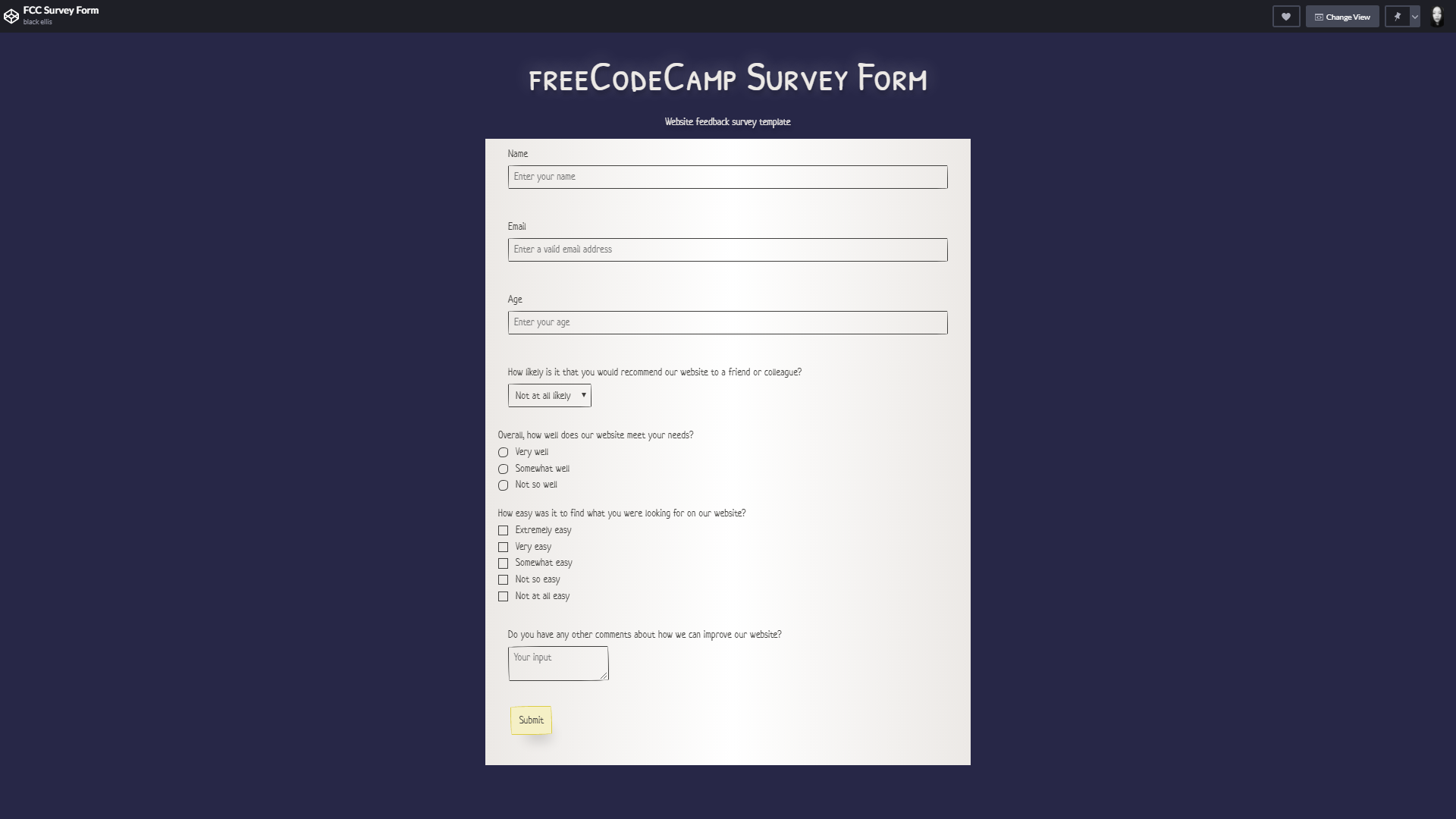 Detail Html Survey Template Nomer 36