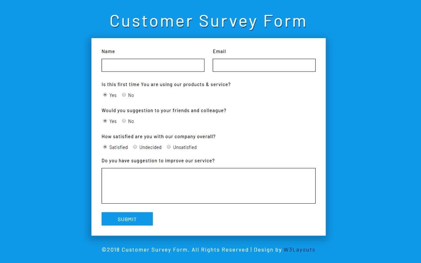 Detail Html Survey Template Nomer 5