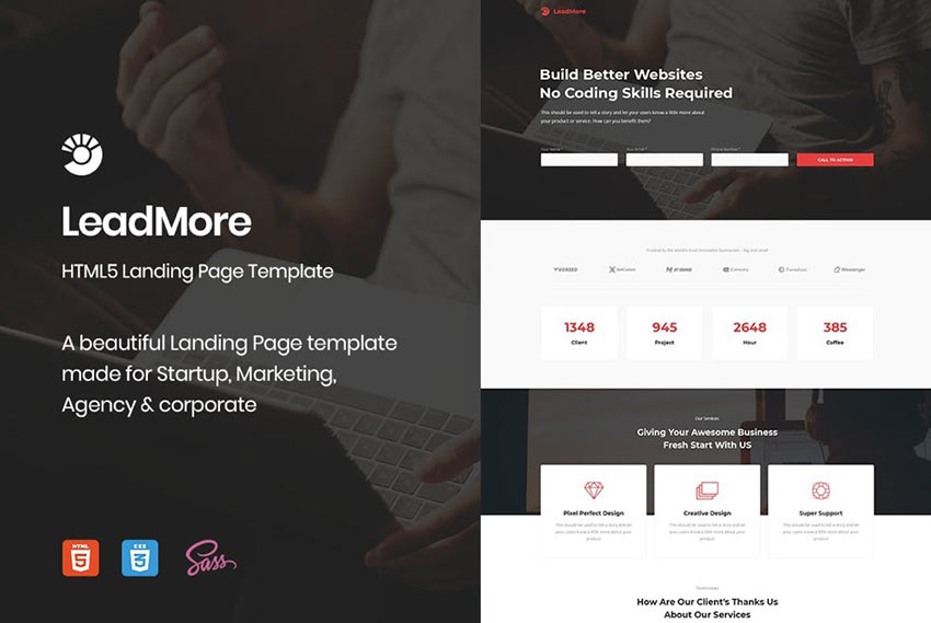 Detail Html5 Landing Page Template Nomer 27