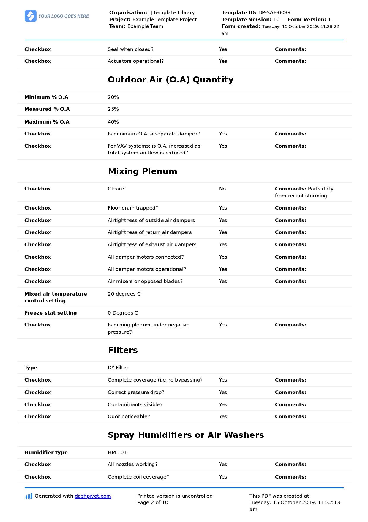 Detail Hvac Service Report Template Nomer 42