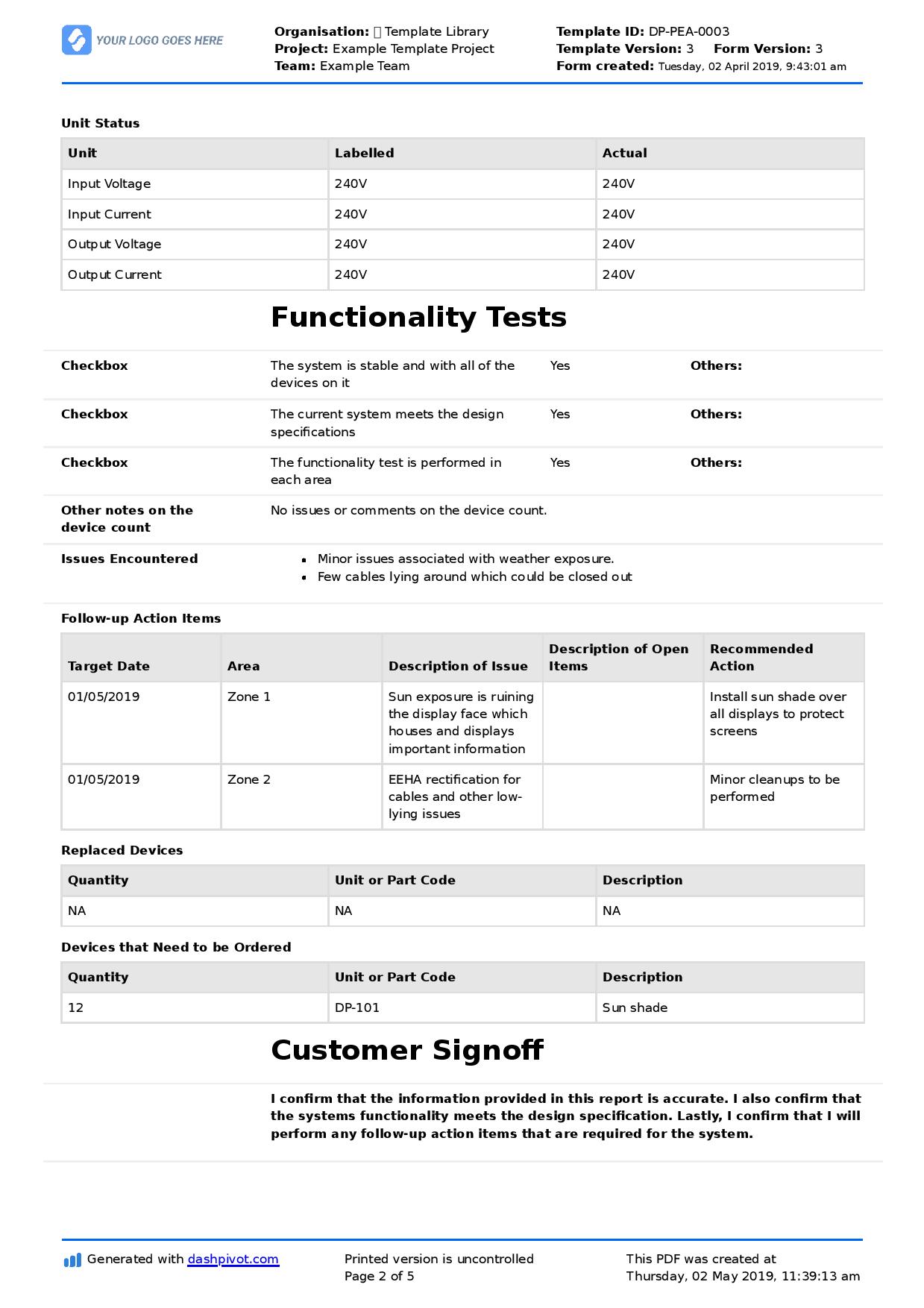 Detail Hvac Service Report Template Nomer 50