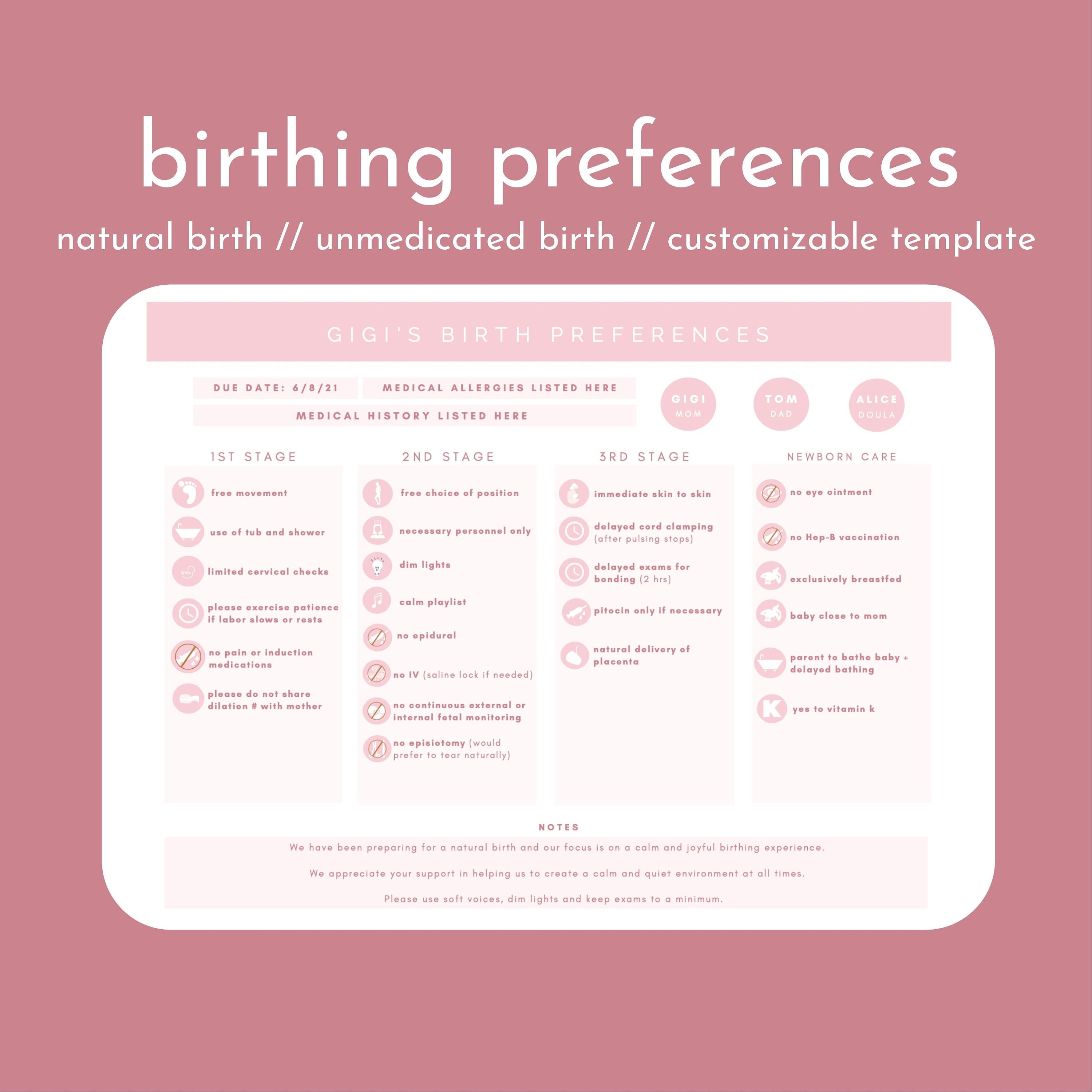Detail Hypnobirthing Birth Plan Template Nomer 15
