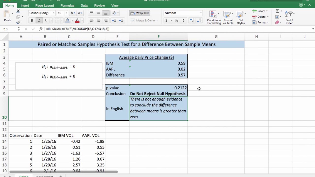 Detail Hypothesis Testing Excel Template Nomer 9