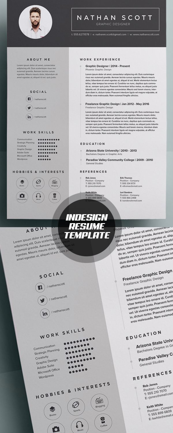 Detail Indesign Resume Template 2018 Nomer 2