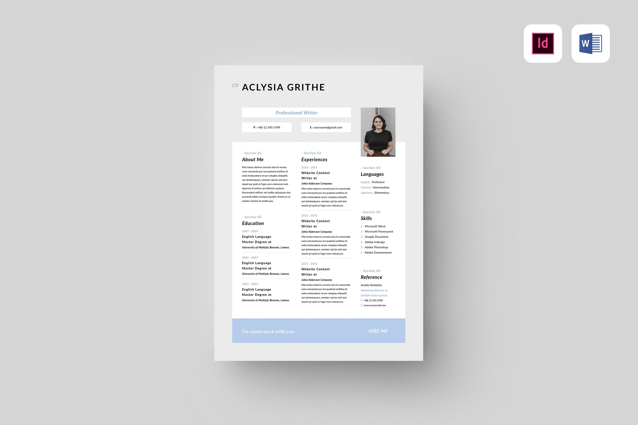 Detail Indesign Resume Template 2018 Nomer 4