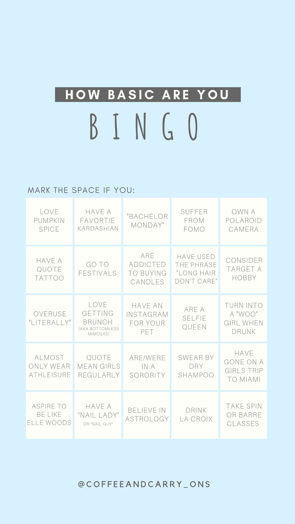 Instagram Bingo Template - KibrisPDR