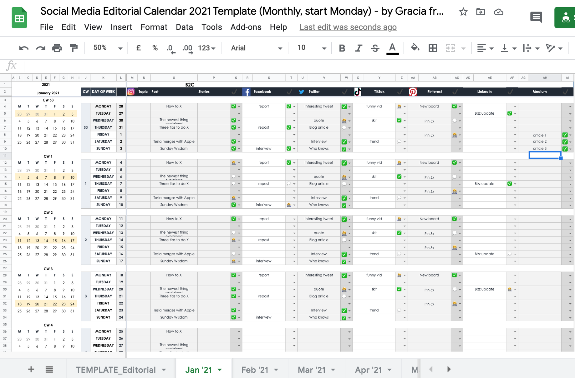 Detail Instagram Content Calendar Template Excel Nomer 16