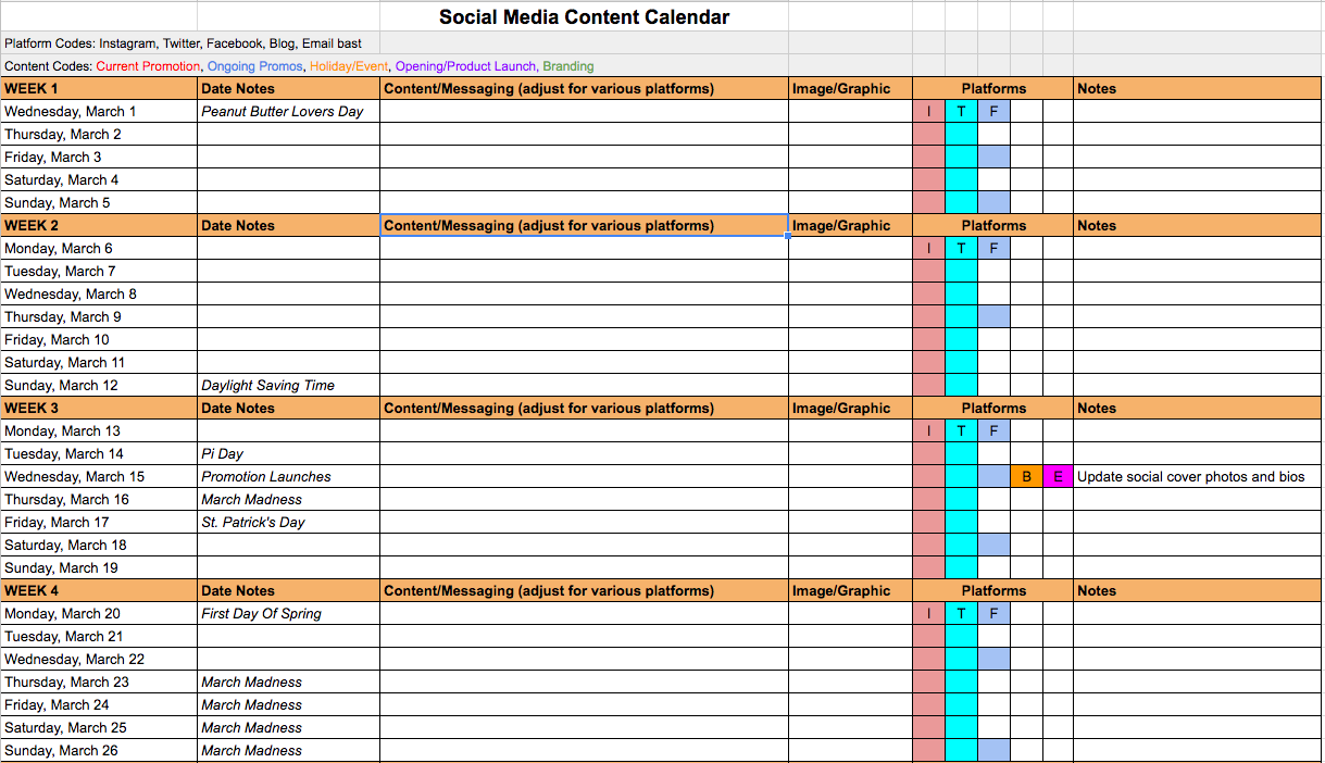Detail Instagram Content Calendar Template Excel Nomer 24