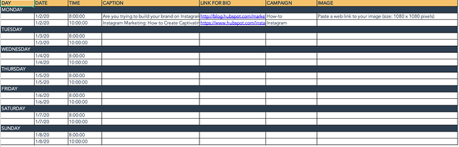 Detail Instagram Content Calendar Template Excel Nomer 26