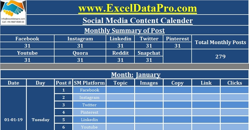 Detail Instagram Content Calendar Template Excel Nomer 28