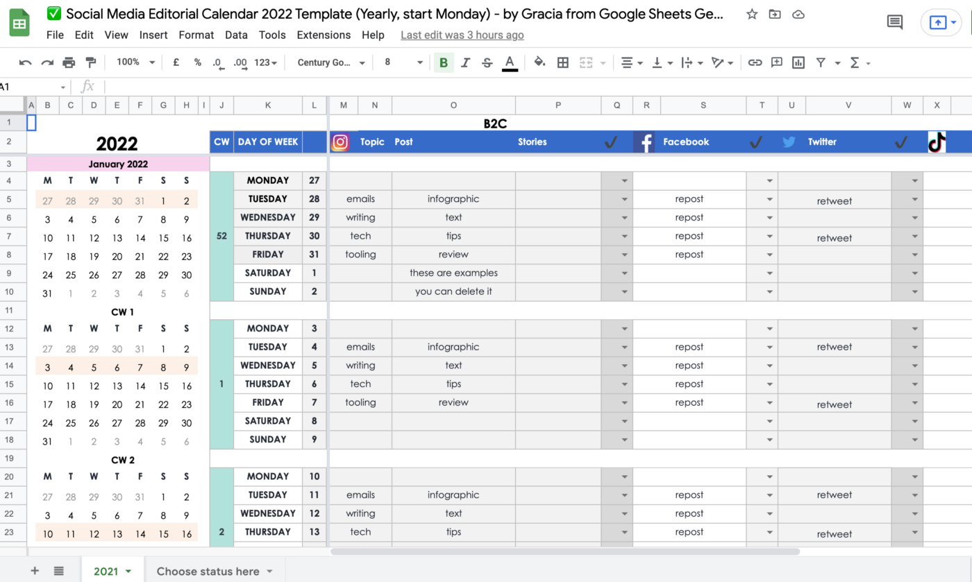 Detail Instagram Content Calendar Template Excel Nomer 48