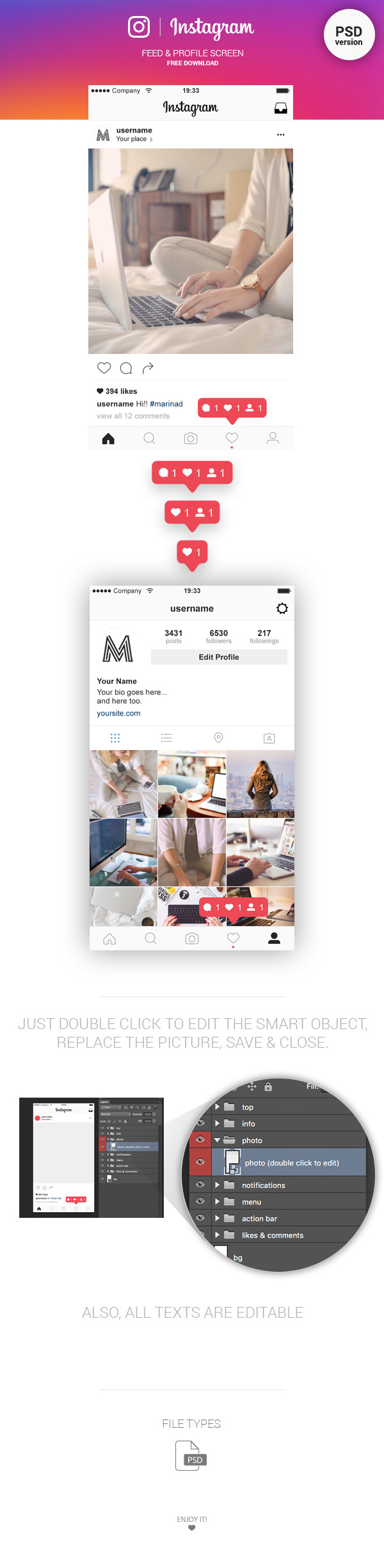 Detail Instagram Feed Photoshop Template Nomer 46