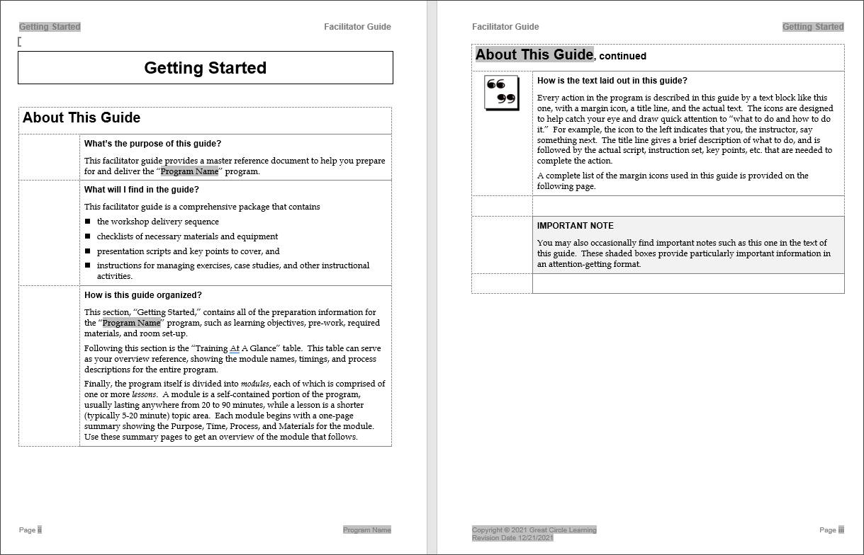 Detail Instructional Design Facilitator Guide Template Nomer 14