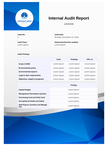 Detail Internal Audit Report Template Nomer 2