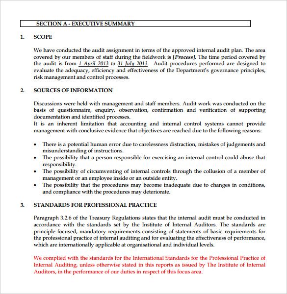 Detail Internal Audit Report Template Nomer 17