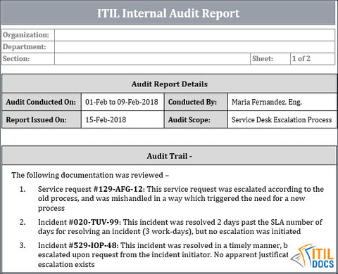 Detail Internal Audit Report Template Nomer 18