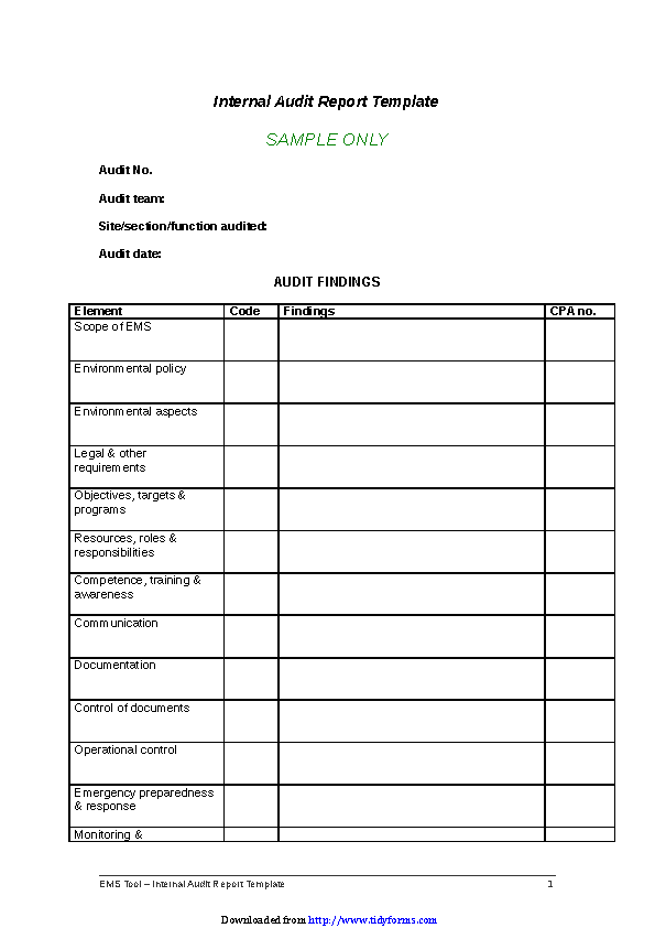 Detail Internal Audit Report Template Nomer 32