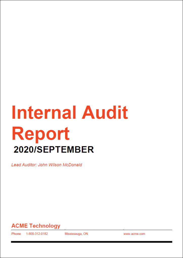 Detail Internal Audit Report Template Nomer 5