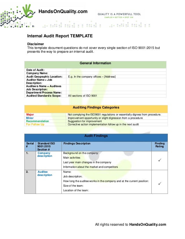 Detail Internal Audit Report Template Nomer 40