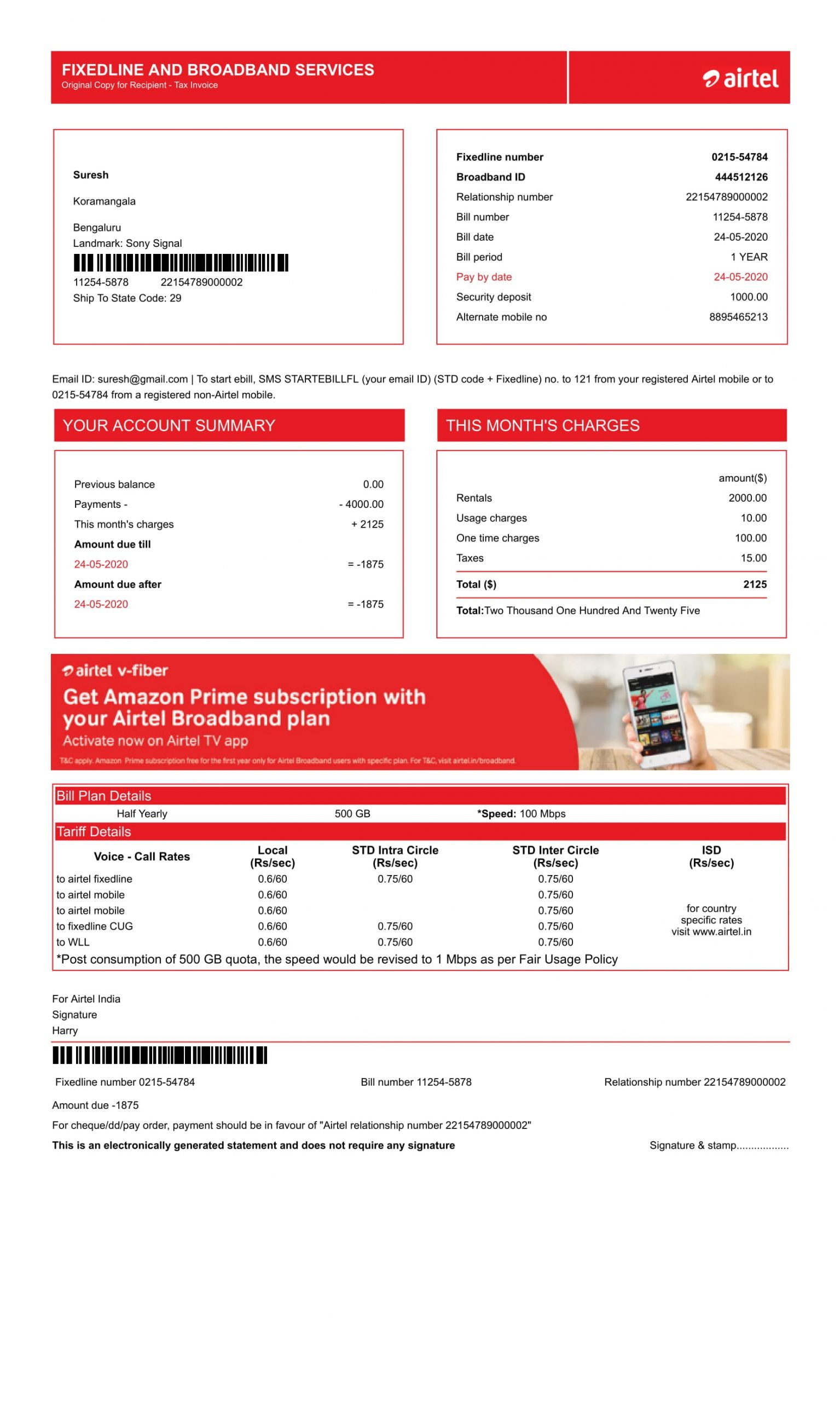 Detail Internet Bill Invoice Template Nomer 21