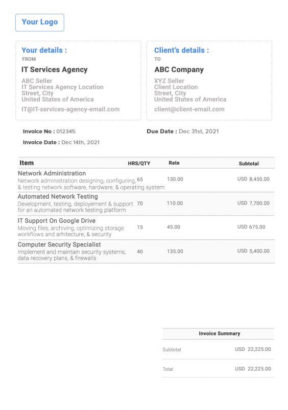 Detail Internet Bill Invoice Template Nomer 28