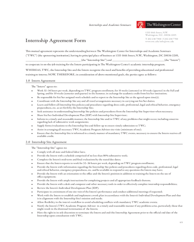 Detail Internship Contract Template Nomer 32