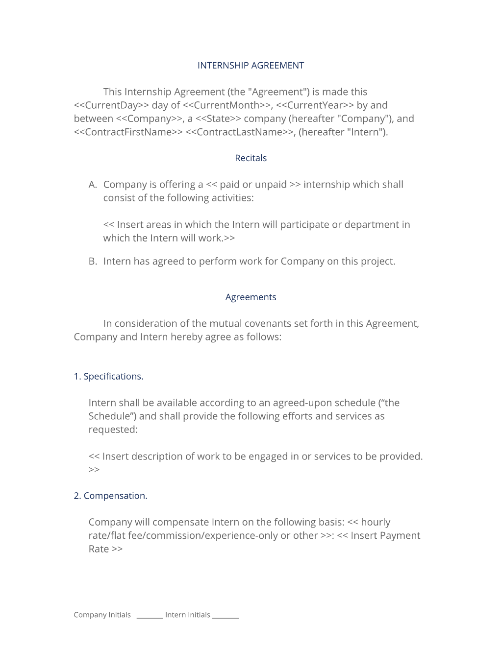 Detail Internship Contract Template Nomer 5