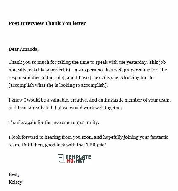 Detail Interview Thank You Note Template Nomer 46