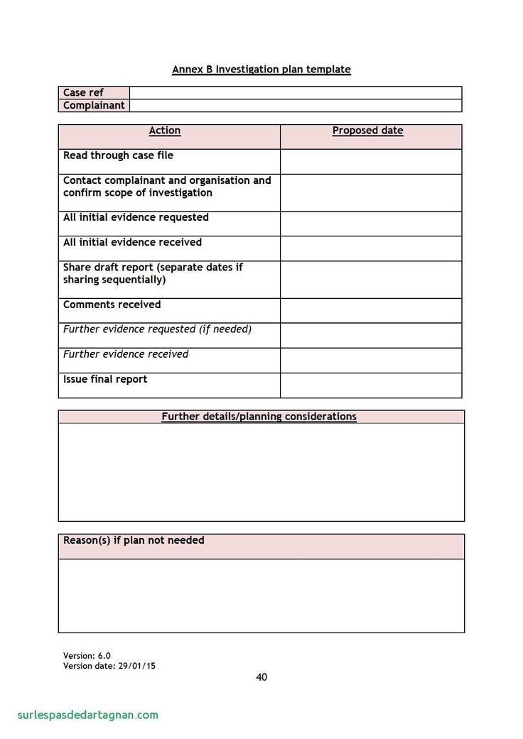 Detail Investigation Plan Template Nomer 11