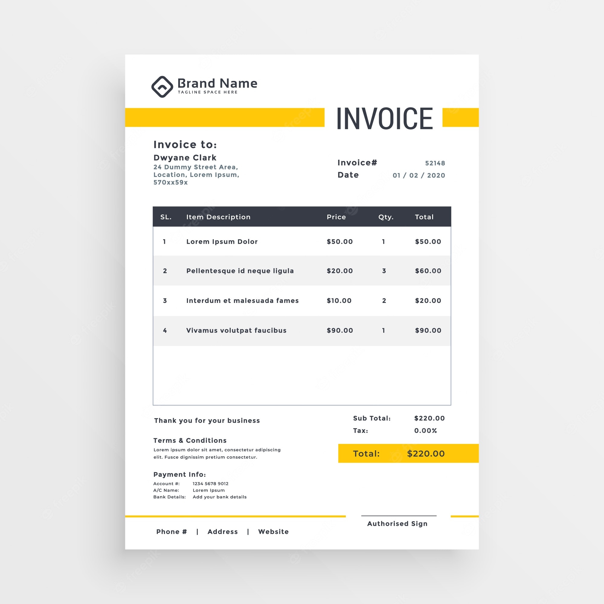 Detail Invoice Design Template Free Download Nomer 3