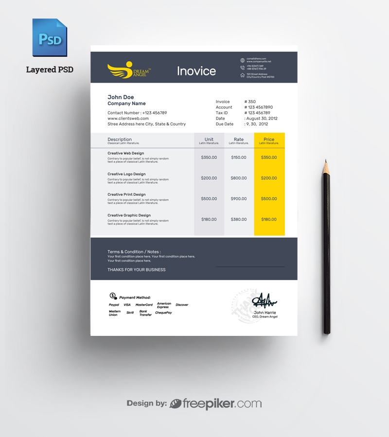 Detail Invoice Design Template Free Download Nomer 26