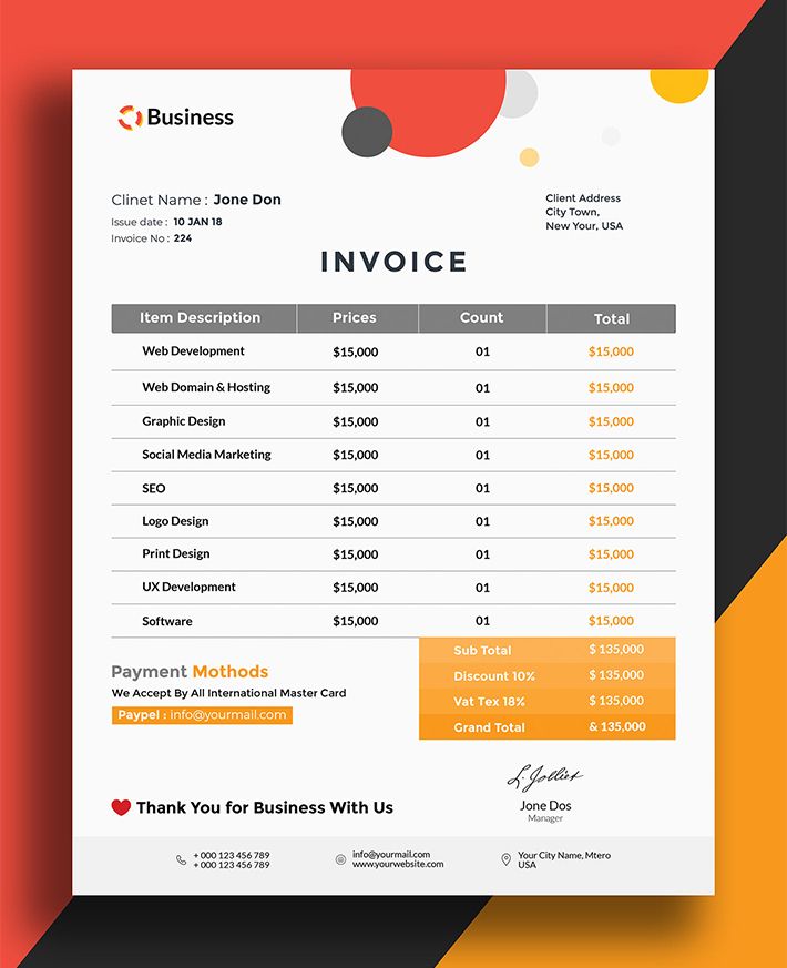 Detail Invoice Design Template Free Download Nomer 4