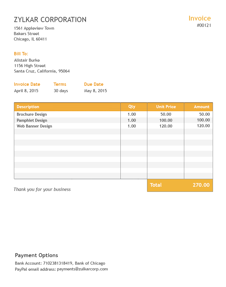 Invoice Template Excel - KibrisPDR