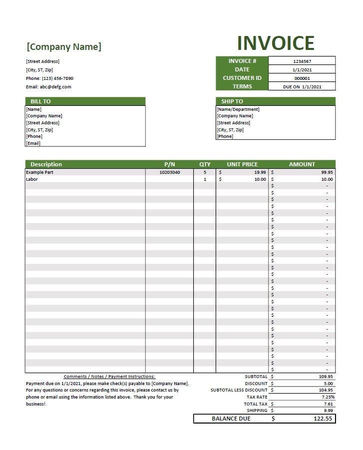 Detail Invoice Template Excel Nomer 30