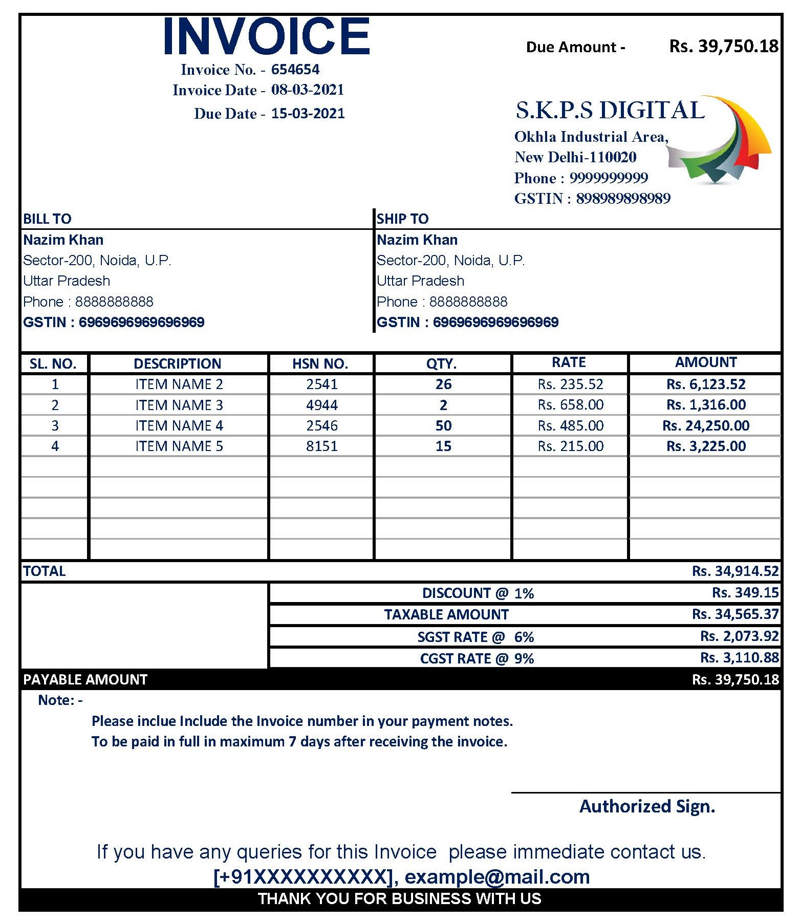 Detail Invoice Template Excel Download Nomer 49