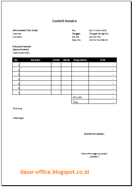 Detail Invoice Template Excel Indonesia Nomer 28